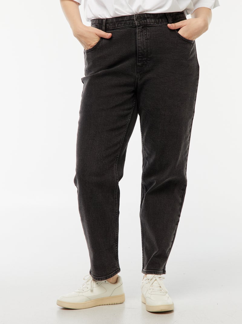 Calças de ganga mom com cintura subida  - L34 Preto - Kiabi