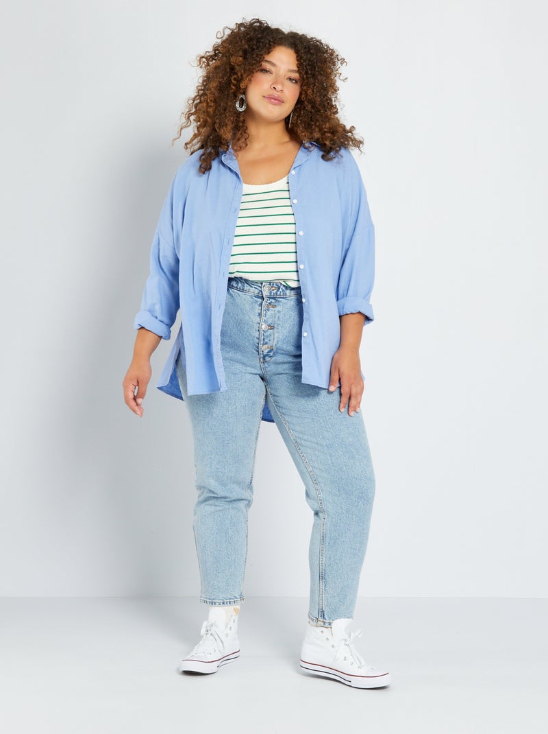 Calças de ganga Mom com cintura subida 28L - 5 bolsos Azul - Kiabi