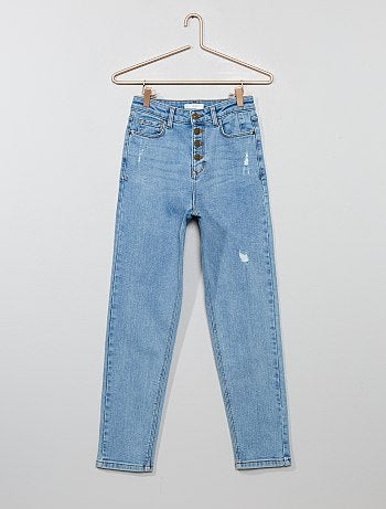 Menina 10-18 anos - Calças de ganga Mom com cintura subida - Kiabi