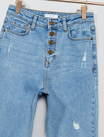 Menina 10-18 anos - Calças de ganga Mom com cintura subida - Kiabi