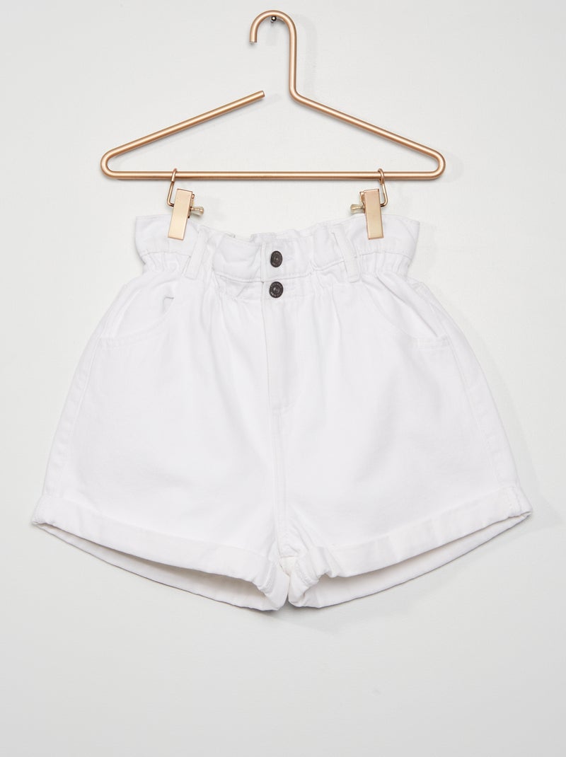 Calças de ganga mom com cintura subida Branco - Kiabi