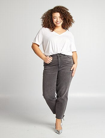 Calças de ganga mom com cintura subida