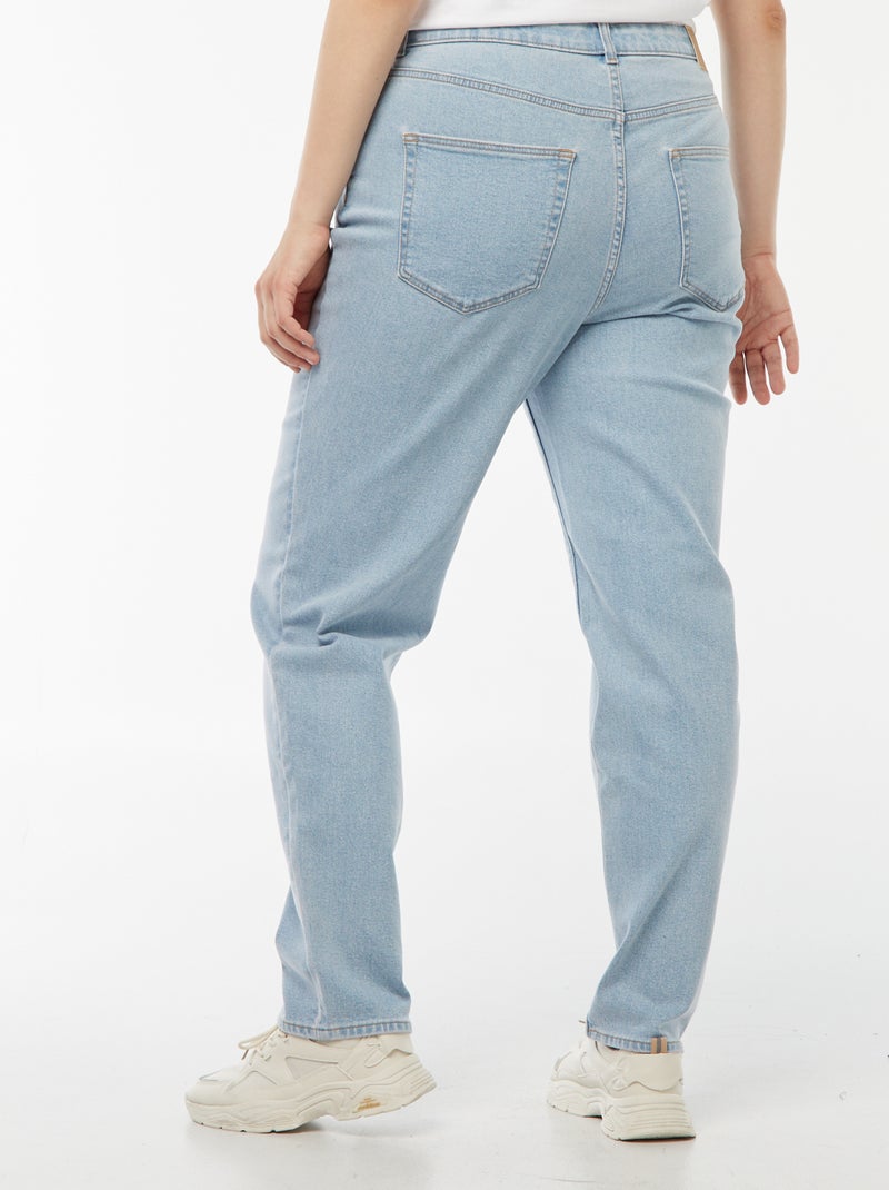 Calças de ganga mom com cintura subida e 5 bolsos - L32 Azul - Kiabi