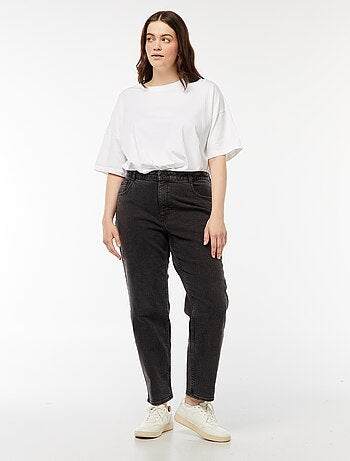 Calças de ganga mom com cintura subida e 5 bolsos - L32