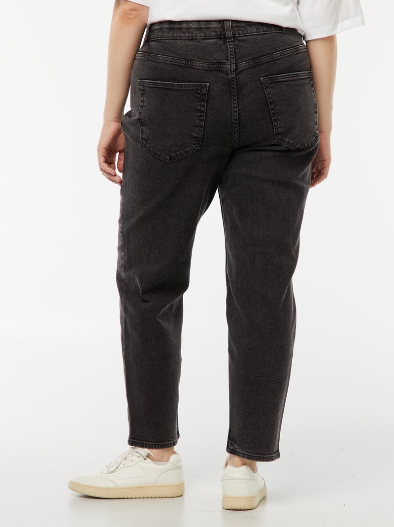 Calças de ganga mom com cintura subida e 5 bolsos - L32 Preto - Kiabi