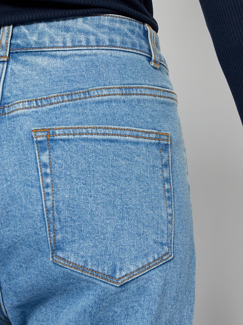Calças de ganga mom com cintura muito subida - Azul - Kiabi - 15.00€