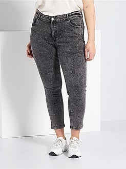 Calças de ganga Mom com tachas 7/8 - Kiabi