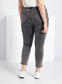 Calças de ganga Mom com tachas 7/8 - Kiabi