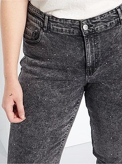 Calças de ganga Mom com tachas 7/8 - Kiabi