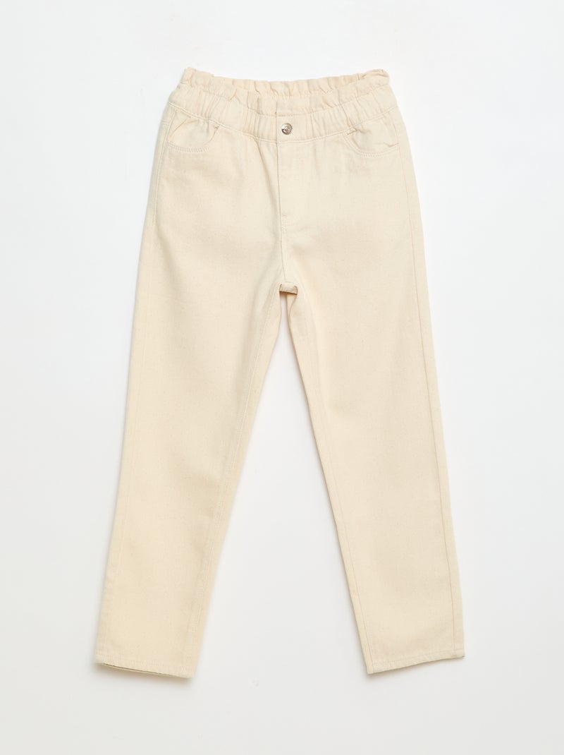 Calças de ganga mom de cintura subida Branco - Kiabi