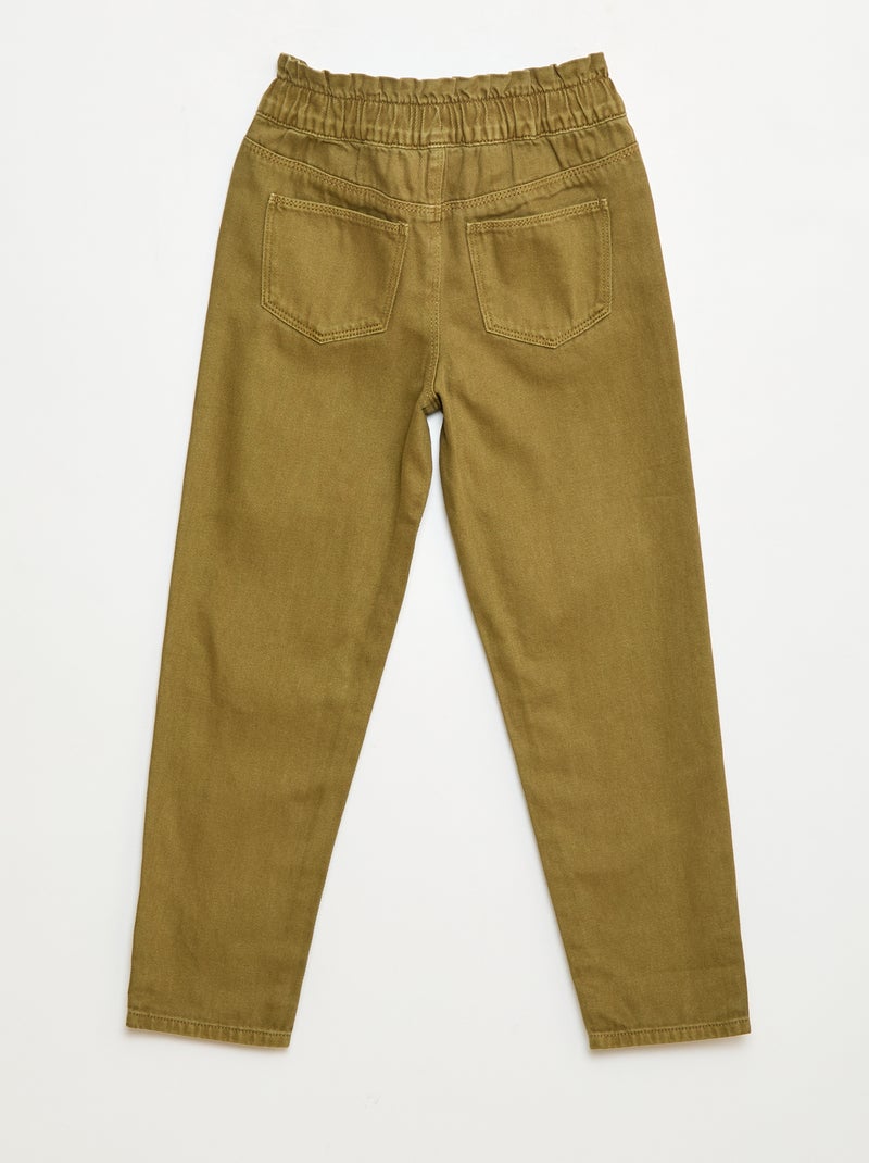 Calças de ganga mom de cintura subida Verde - Kiabi