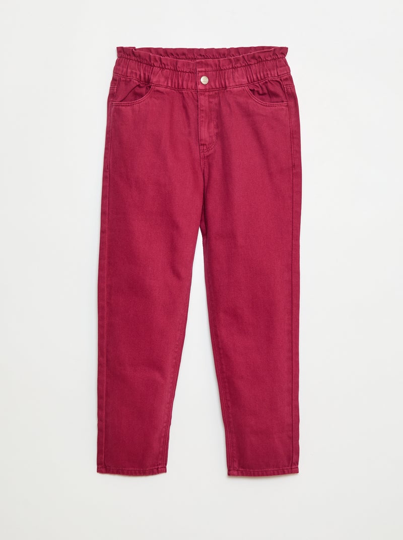 Calças de ganga mom de cintura subida Vermelho - Kiabi