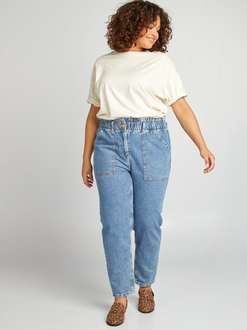 Calças de ganga mom fit - L28 AZUL - Kiabi