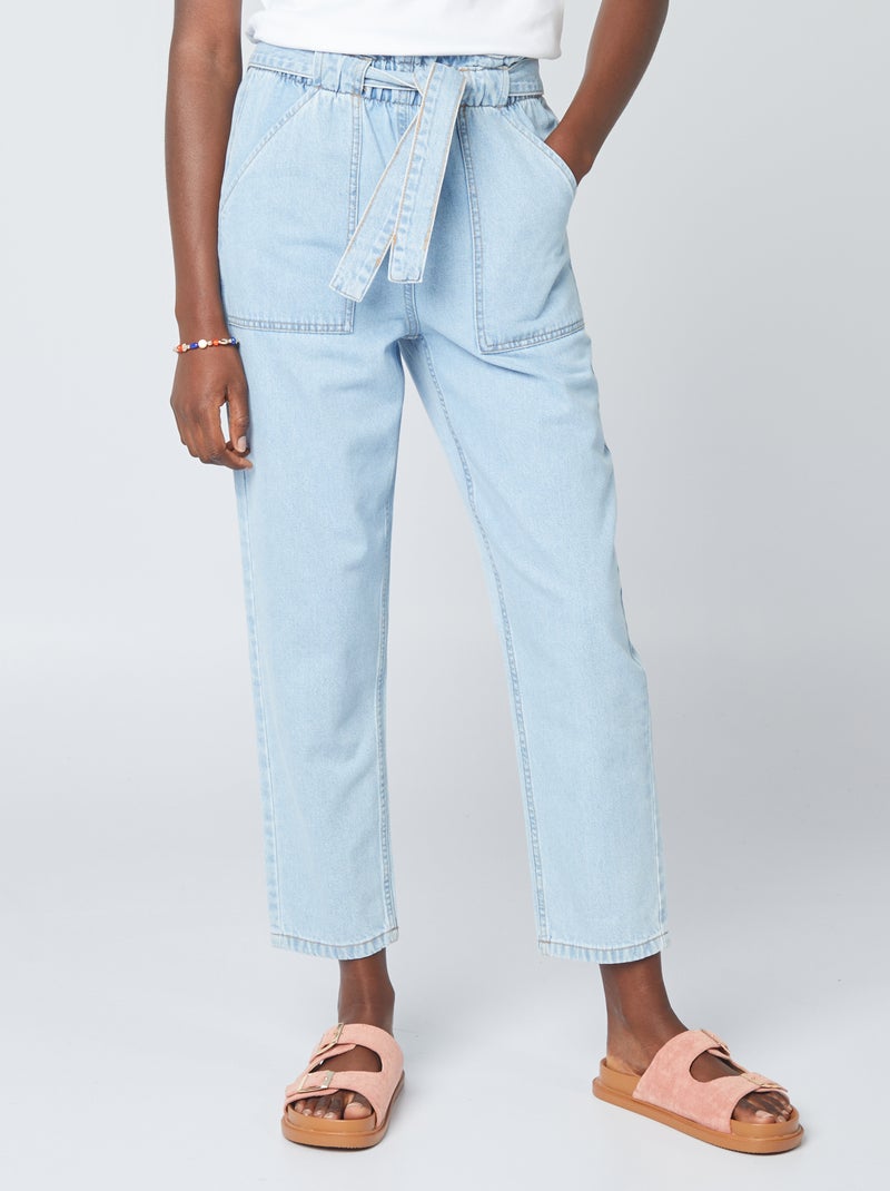 Calças de ganga mom fit AZUL - Kiabi