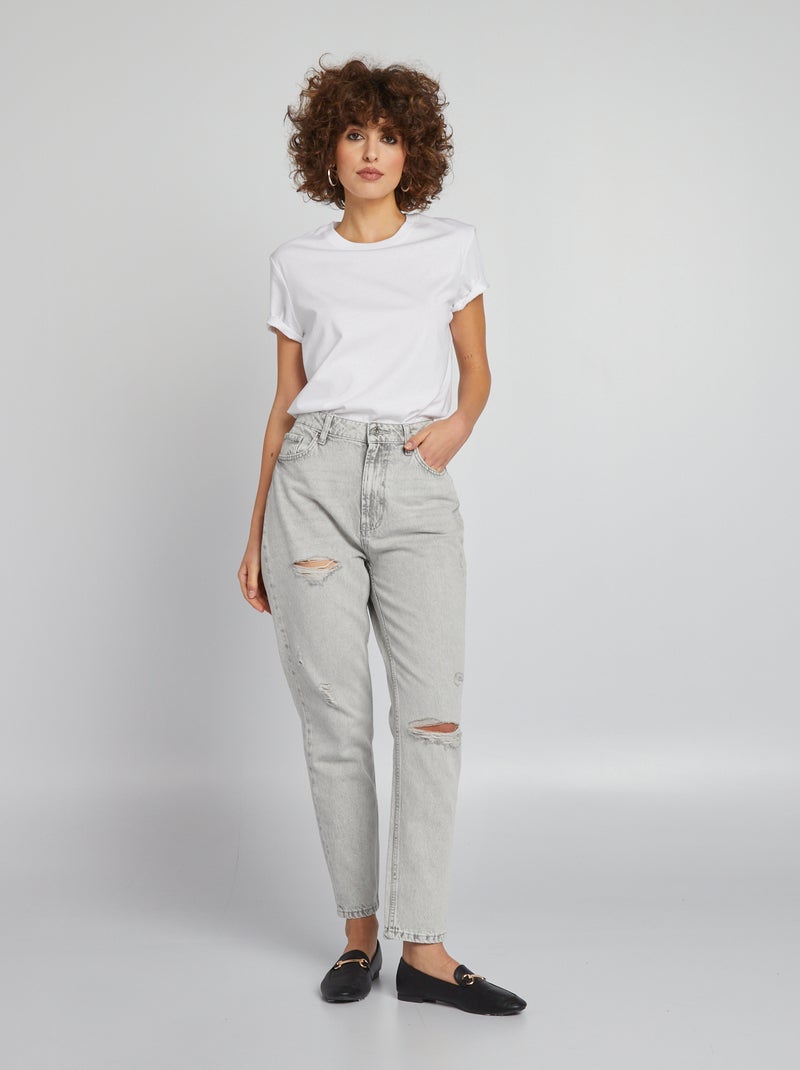 Calças de ganga Mom fit CINZA - Kiabi