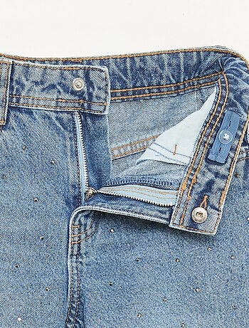 Calças de ganga mom fit com strass