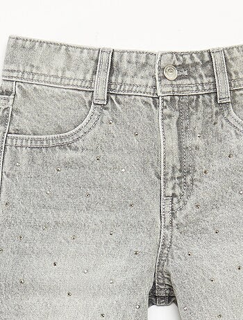 Calças de ganga mom fit com strass