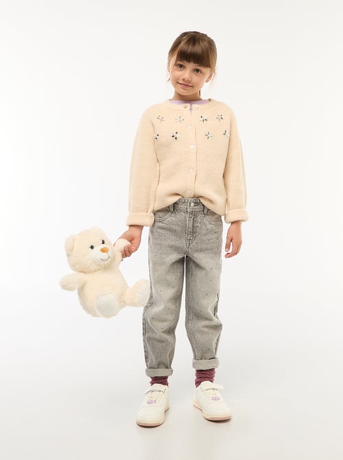 Calças de ganga mom fit com strass - Kiabi