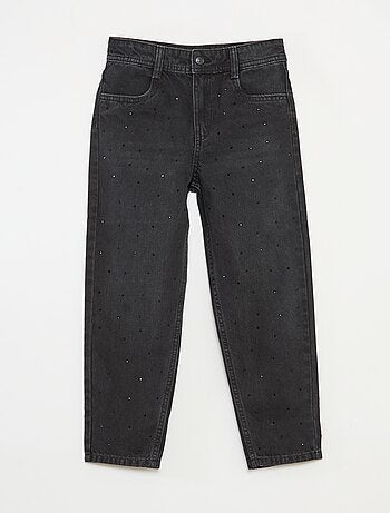 Calças de ganga mom fit com strass