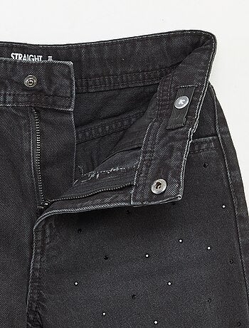 Calças de ganga mom fit com strass