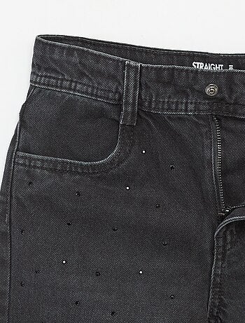 Calças de ganga mom fit com strass