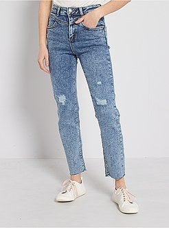 Calças de ganga mom slim destroy - Kiabi