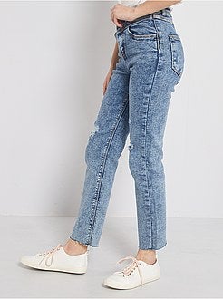 Calças de ganga mom slim destroy - Kiabi