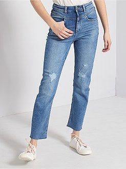 Calças de ganga mom slim destroy - Kiabi