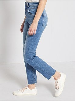 Calças de ganga mom slim destroy - Kiabi