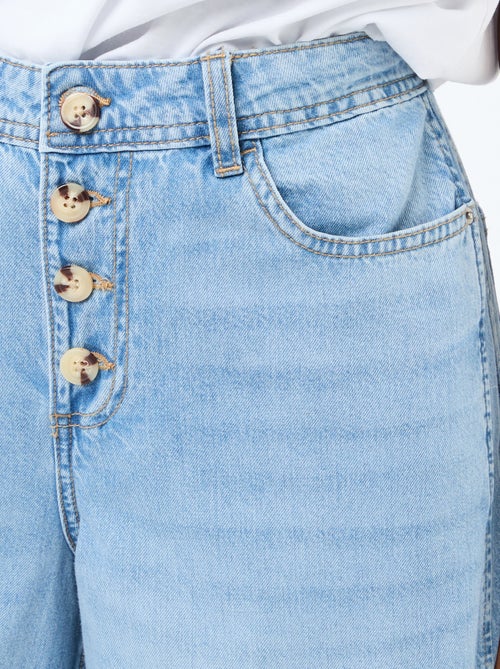 Calças de ganga palazzo com detalhes - Kiabi