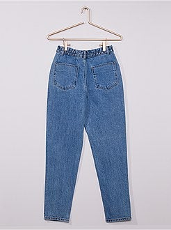 Calças de ganga 'paper bag' com braguilha com botões - Kiabi