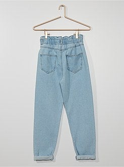 Calças de ganga paperbag - Kiabi