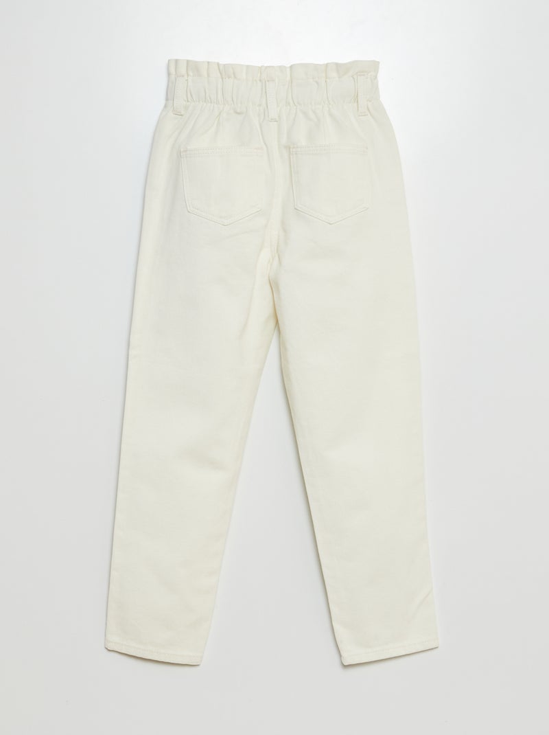 Calças de ganga paperbag BRANCO - Kiabi