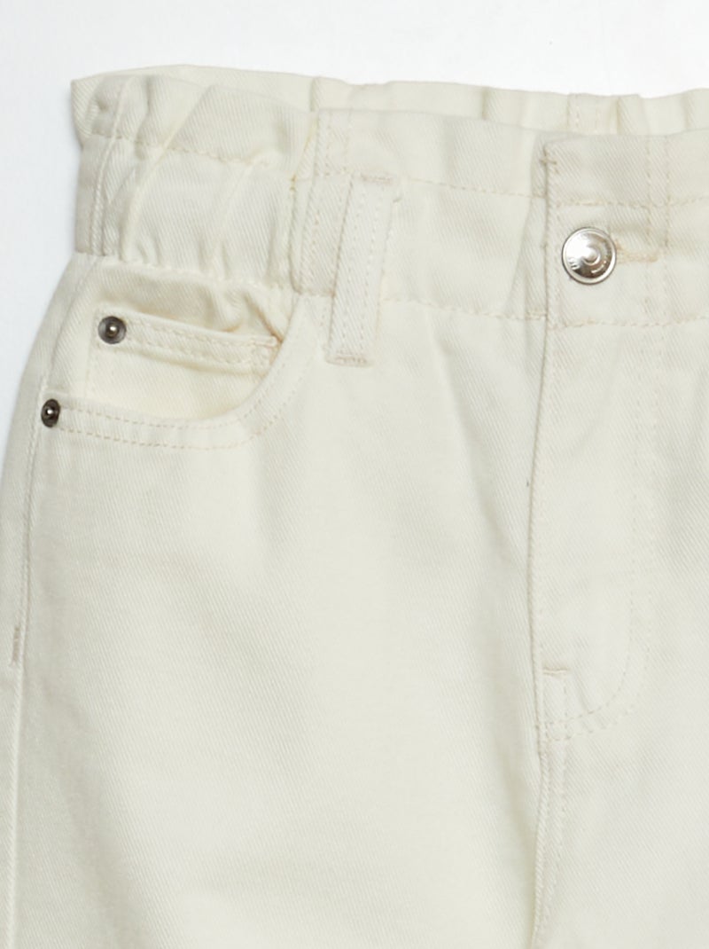 Calças de ganga paperbag BRANCO - Kiabi