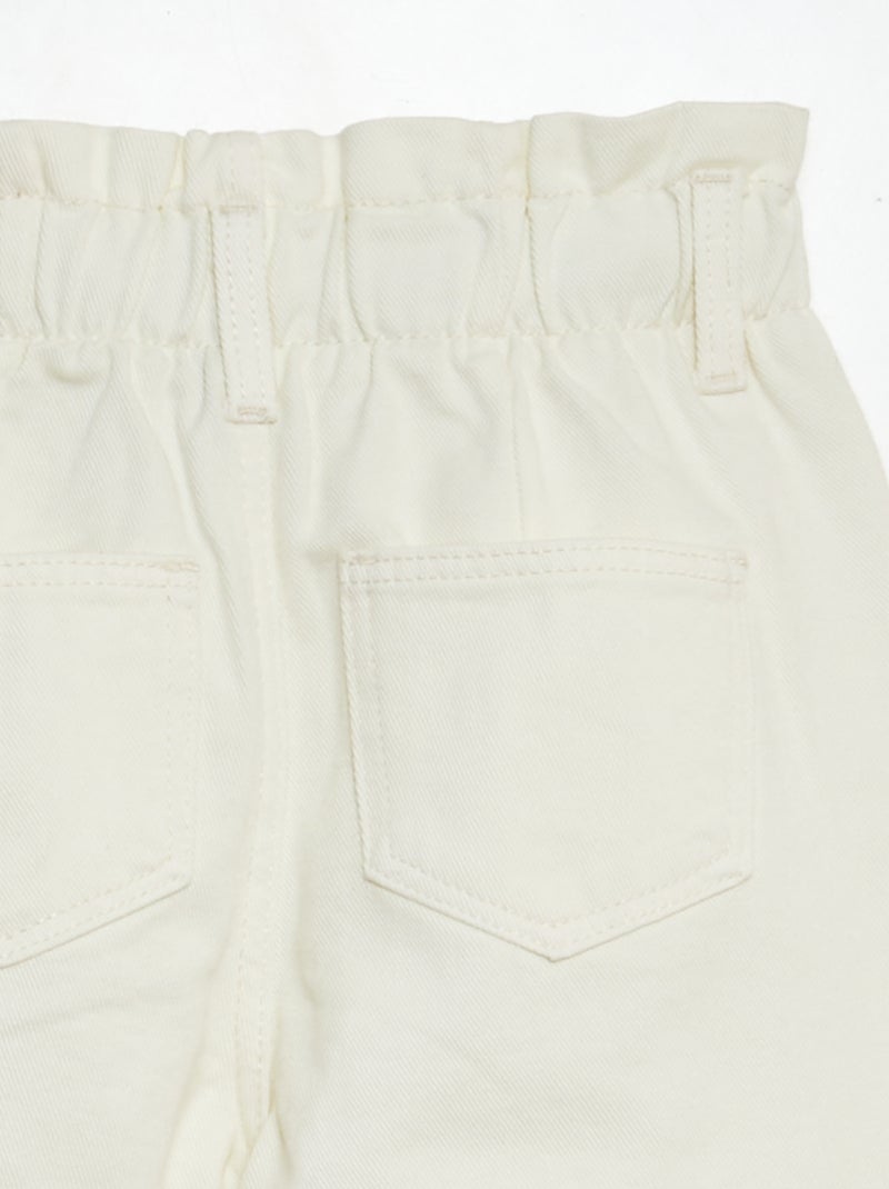 Calças de ganga paperbag BRANCO - Kiabi