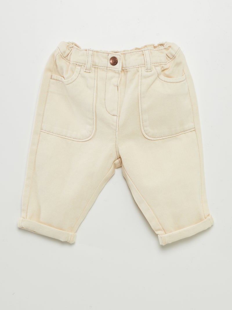 Calças de ganga paperbag BRANCO - Kiabi