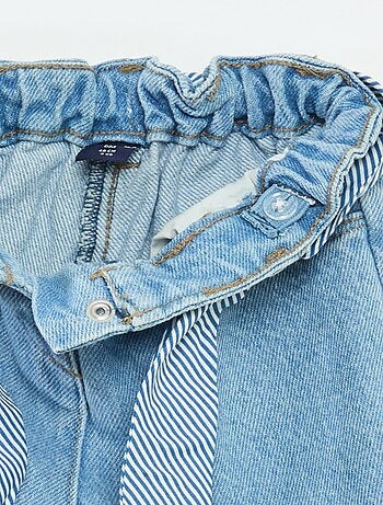 Calças de ganga paperbag + cinto com motivo