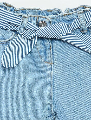 Calças de ganga paperbag + cinto com motivo