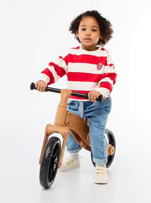 Calças de ganga paperbag + cinto com motivo - Kiabi