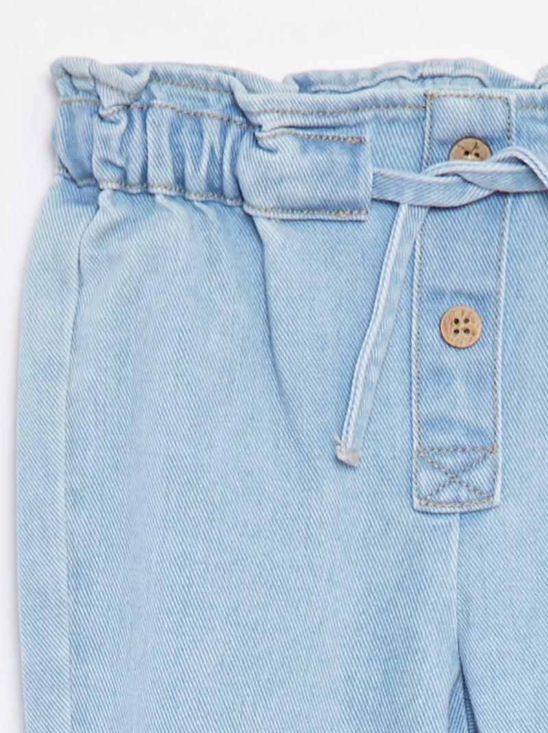 Calças de ganga paperbag com atilhos para atar na cintura Azul - Kiabi
