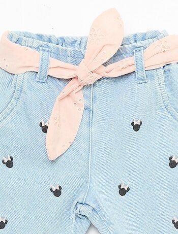 Calças de ganga paperbag com padrão 'Minnie' 'Disney'