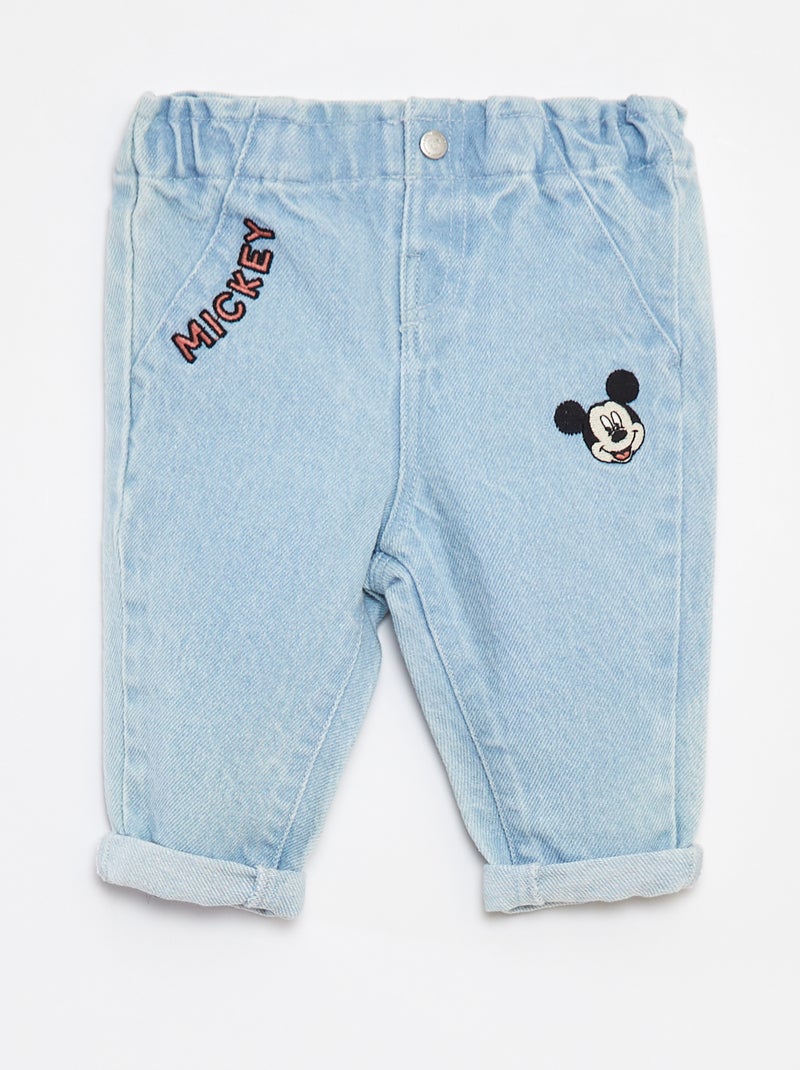 Calças de ganga paperbag 'Disney' com dobra na base Azul - Kiabi