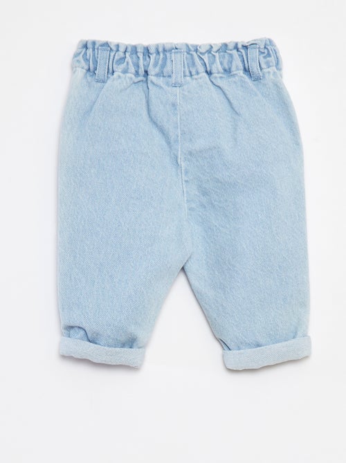 Calças de ganga paperbag 'Disney' com dobra na base - Kiabi