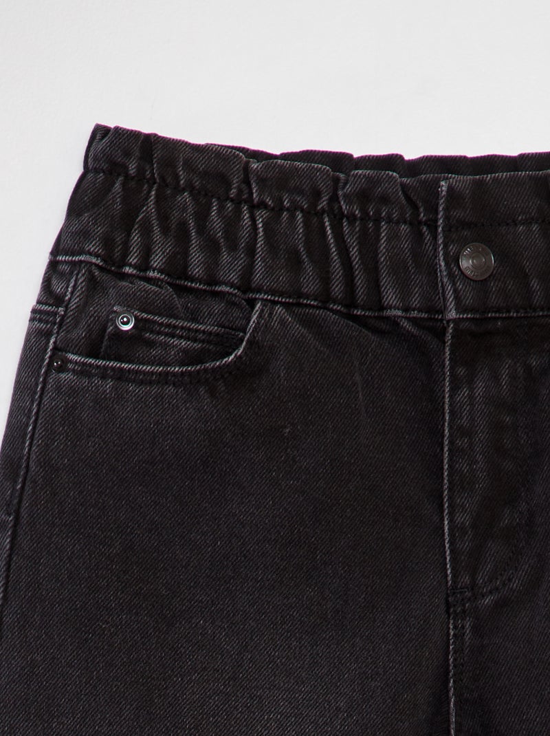 Calças de ganga paperbag PRETO - Kiabi