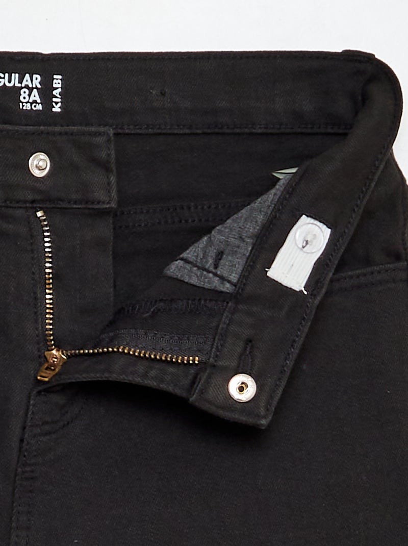 Calças de ganga regular corte a direito Preto - Kiabi