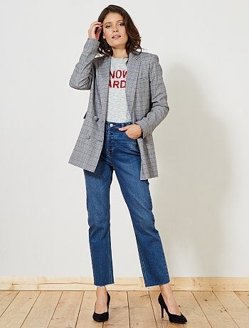 Calças de ganga regulares de cintura subida - Kiabi