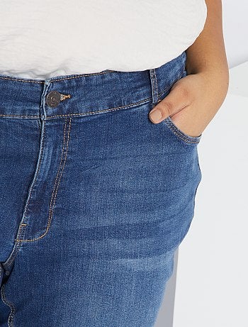 Calças de ganga regulares de ganga elástica comprimento 75 cm - Kiabi