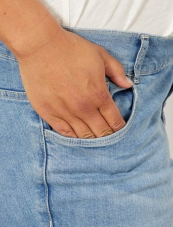 Calças de ganga regulares de ganga elástica comprimento 75 cm - Kiabi