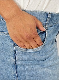 Calças de ganga regulares de ganga elástica comprimento 75 cm - Kiabi