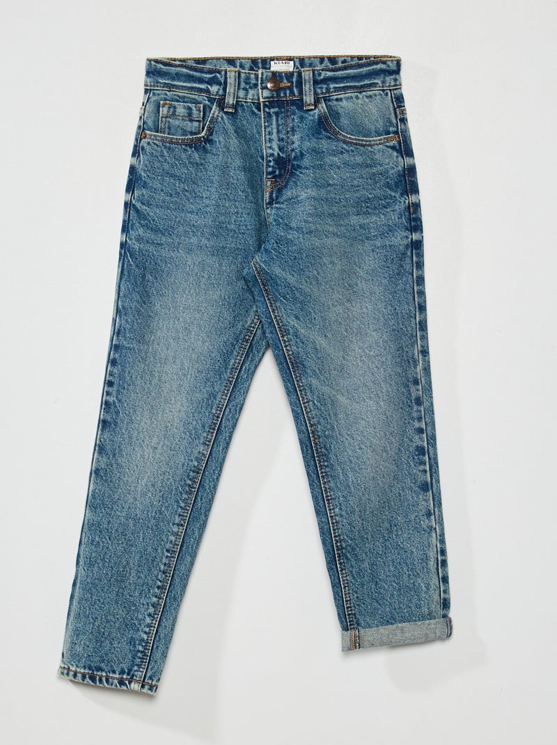 Calças de ganga relaxed fit com cós ajustável AZUL - Kiabi